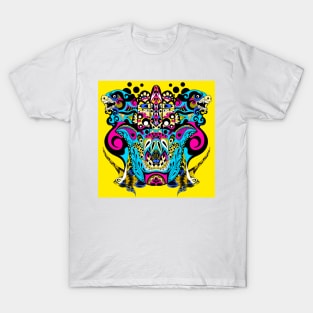 ecopop dogs and butterfly's beast in mexican pattern art T-Shirt